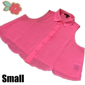 Sheer Top Sleeveless Top Summer Top Size Small Button Down Front Collared Shirt